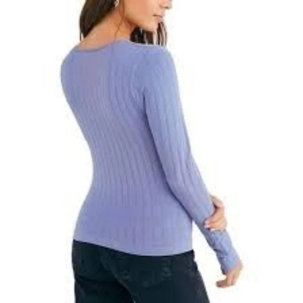 Free People Intimately Lucky You Layering Scoop Neck Shirt Sky Blue Size XS/S